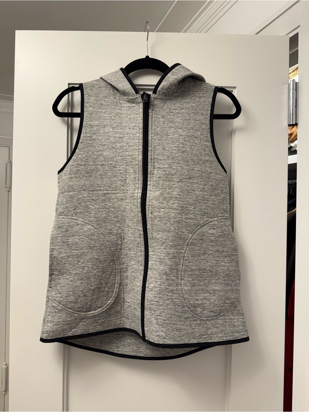 lululemon athletica Heather Gray Sleeveless Hooded Vest with Black Trim